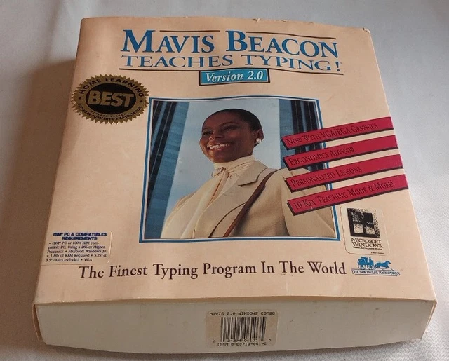MAVIS BEACON TEACHES TYPING BIG BOX Windows 3.0 IBM PC Computer 5.25 ...