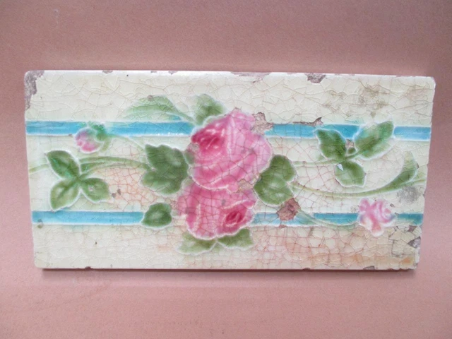 Tile, Majolica, Art Nouveau, Art Deco, England, border tile, vintage, antique