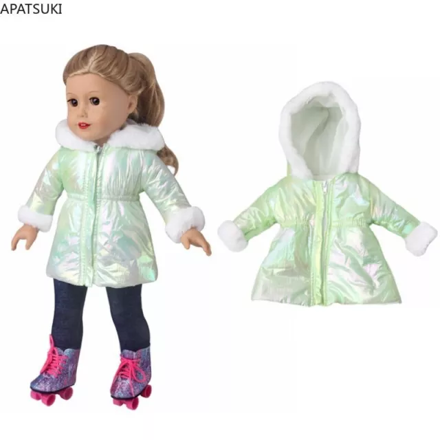 Light Green Winter Clothes For 18" American Doll Down Parka Coat 1/4 Girl Dolls