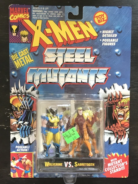 1994 X-MEN Steel Mutants Wolverine Vs Sabretooth Action Figures NEW Die Cast