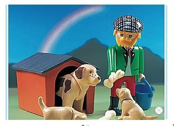 Playmobil - Set 3005 - Bauer mit Hofhund und Welpen