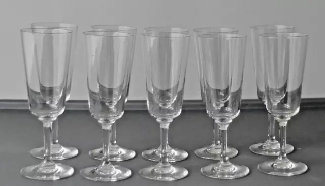 Baccarat 10 Crystal Champagne Flutes Signed Glasses.