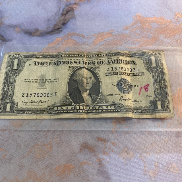 1935 F Series One Dollar Silver Certificate Note Signatures Priest-Anderson