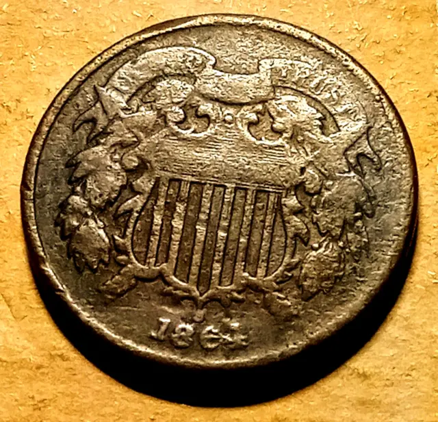 📦 1864 Two Cent Piece 2c: Civil War ODD TYPE Copper Coin