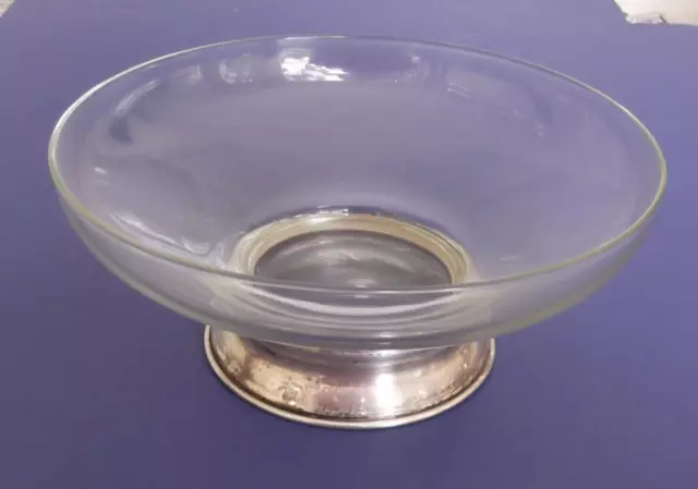 Mid Century 6-3/8" Footed Glass Bowl with a Wallace A-48 Sterling Silver Base