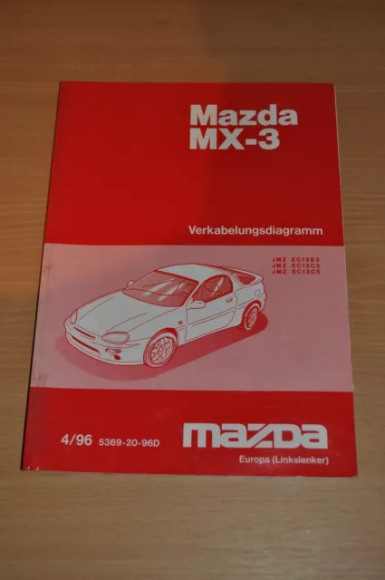 Werkstatthandbuch MAZDA MX 3 Verkabelungsdiagramm 1996 Linkslenker