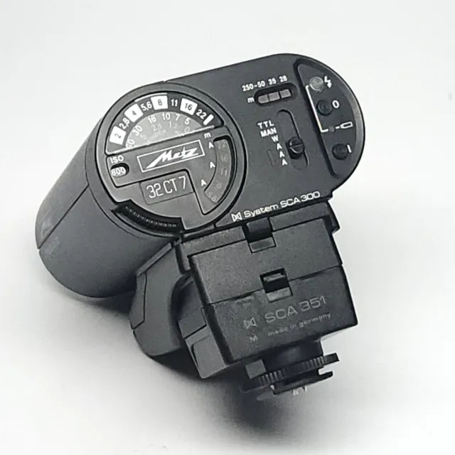 Metz SCA 300 System 32CT-7 Flash Strobe + SCA 351 Leica R4 R4s R5 R6 Adapter TTL