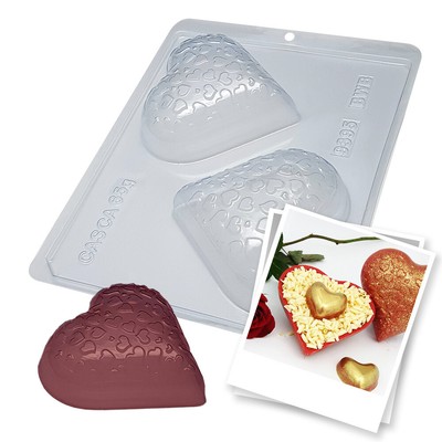 BWB 9395 Stampo speciale 3 parti cuore texture cuore in silicone per cioccolato caldo a 2 fori 65-200 g di policarbonato tridimensionale 