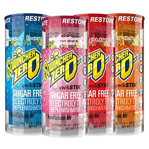 Sqwincher Zero Qwik Stik Sugar Free 4 Flavor Variety Pack .11 oz Pack of 200