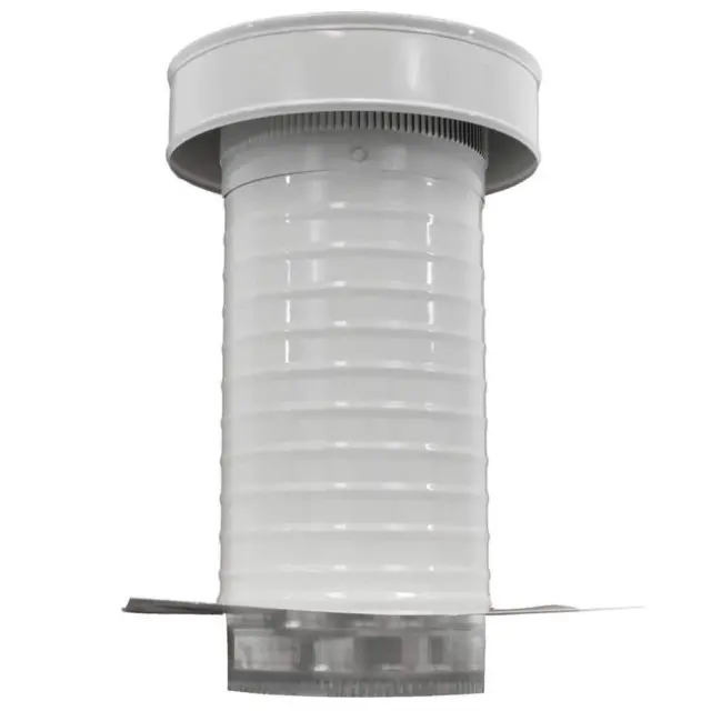 Active Ventilation Static Roof Vent 7"Dia. Aluminum Keepa White Exhaust RoundTop
