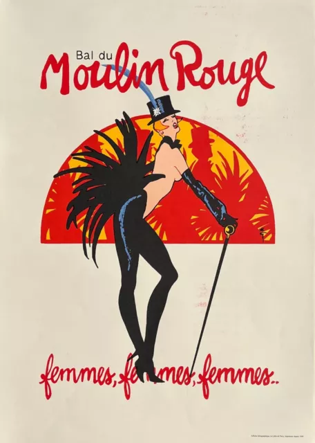 René GRUAU - Bal du Moulin Rouge affiche poster Lithographie Paris femmes 2009
