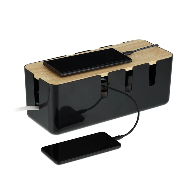 Scatola Organizer Per Cavi | Divisori Regolabili E 6 Fascette | ABS Resistente | Salvaspazio