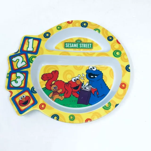 The First Years Sesame Street 123 Melamine Divided Plate Elmo Cookie Monster