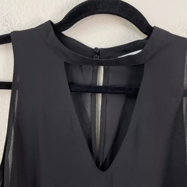 Lush Womens Small Black Sleeveless Choker Neck Sheer Blouse  Shirt Top 2