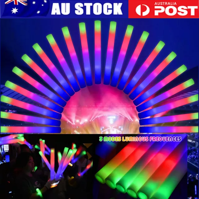 20-600pcs Light Up Foam Sticks LED Wands Batons DJ Party Flashing Glow  Sticks
