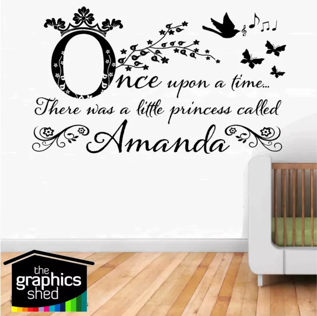 Nom personnalisé, Once Upon a Time Princess - autocollant art mural, chambre de fille