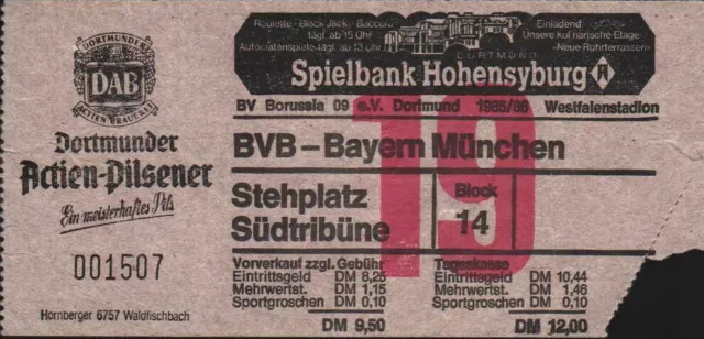 3043 Biglietto Bl 85/86 Borussia Dortmund - FC Bayern Monaco, 12.04.1986