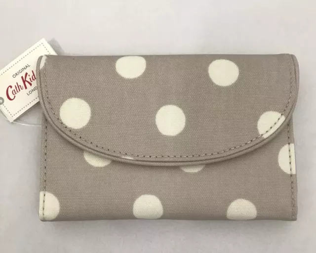 Cath Kidston Folded Curved Wallet Button Spot Purse Fawn  New With Tags.