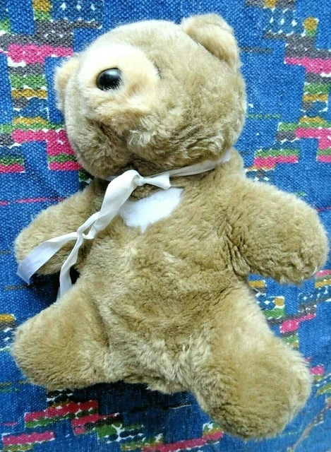 Ib/  Doudou Peluche Vintage Ours Nounours Marron Beige Blanc 28 Cm Ttbe