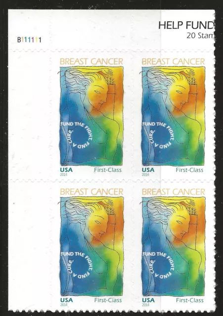 US Scott #B5, Plate Block #B11111 2014 Semi-Postal VF MNH Upper Left