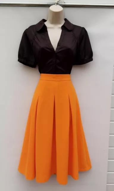 Pleated Skirt,Orange,40'S,50'S,60'S,70'S,80S Vintage Style,Miss Selfridge,Size 8