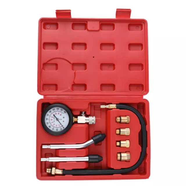 8PCS Benzinmotor Compression Tester Zylinderkompression Gasmotor Set Tool 3