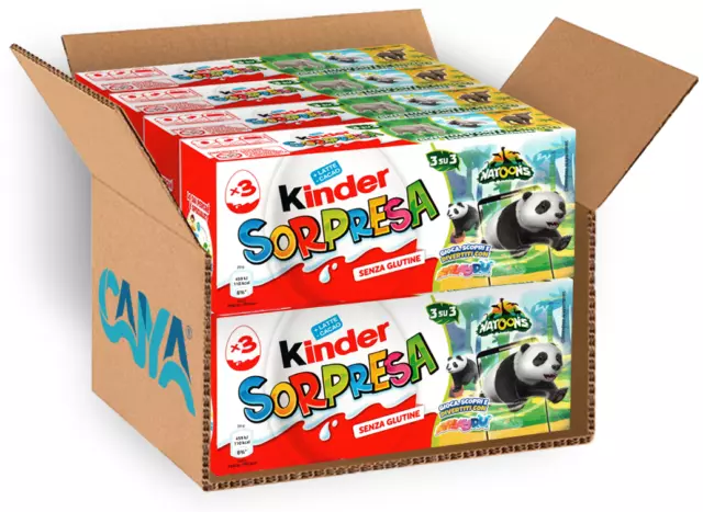 8x Kinder Sorpresa Natoons Ovetti di Cioccolata a Latte con Sorpresa 3 pezzi 20g