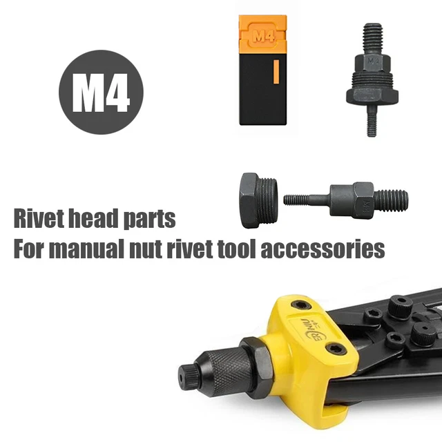 Rivets Nuts Insert Flat Head Threaded for Hand Riveter Gun Tools (M4) 3