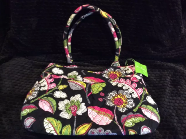 NWT Vera Bradley Pleated Shoulder Bag Zip Tote Purse - Moon Blooms Retired Print