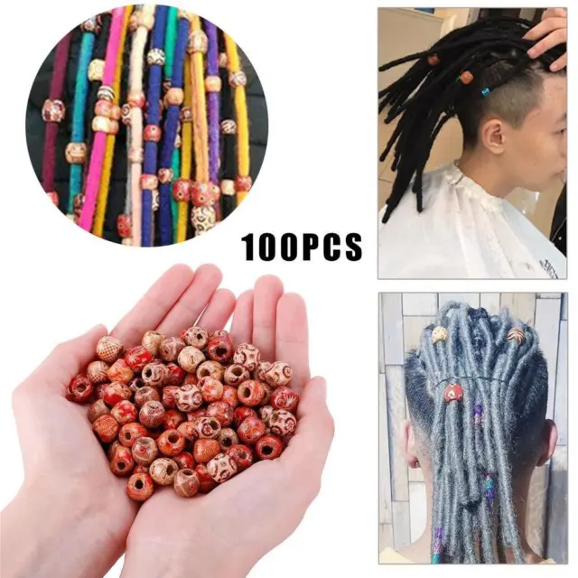 100pcs Wooden Beads Large Holes Mixed For Macrame Jewelry Making Crafts DIY I8T0