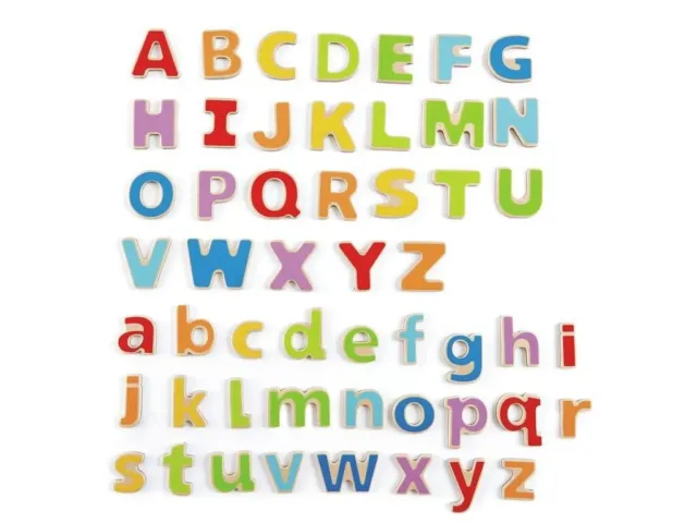 ALFABETO PER TAVOLA MAGNETICA abc magnetic letters HAPE in legno 52 PEZZI set E1