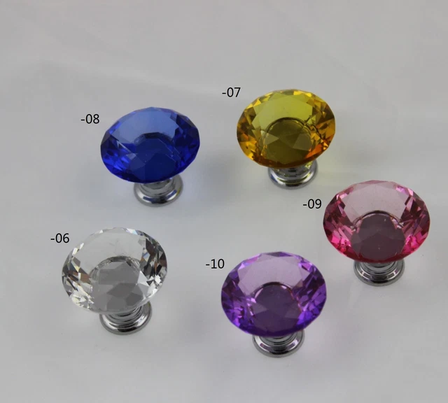 30mm Crystal Glass Door Knob Handle Pull Kitchen Cabinet Wardrobe Furniture