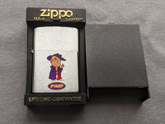VINTAGE 1997 JDM PIMP w. PURPLE COAT ZIPPO LIGHTER MIB RARE