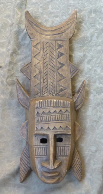 Antique Original Bambara Large African Carved Wood Tribal Mask Mali