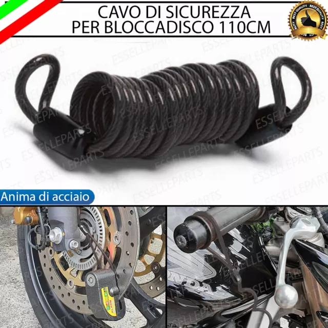 Cavo Di Sicurezza Antifurto Moto Scooter Monopattino Bloccadisco Nero