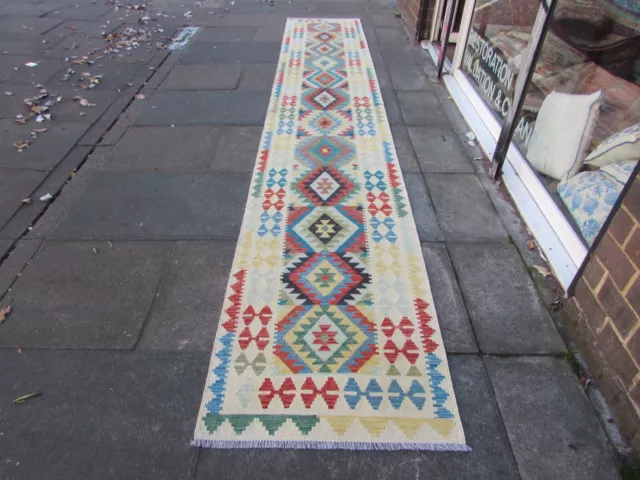 Vintage Kilim Traditional Hand Made Oriental Red Wool Kilim Runner 488x82cm