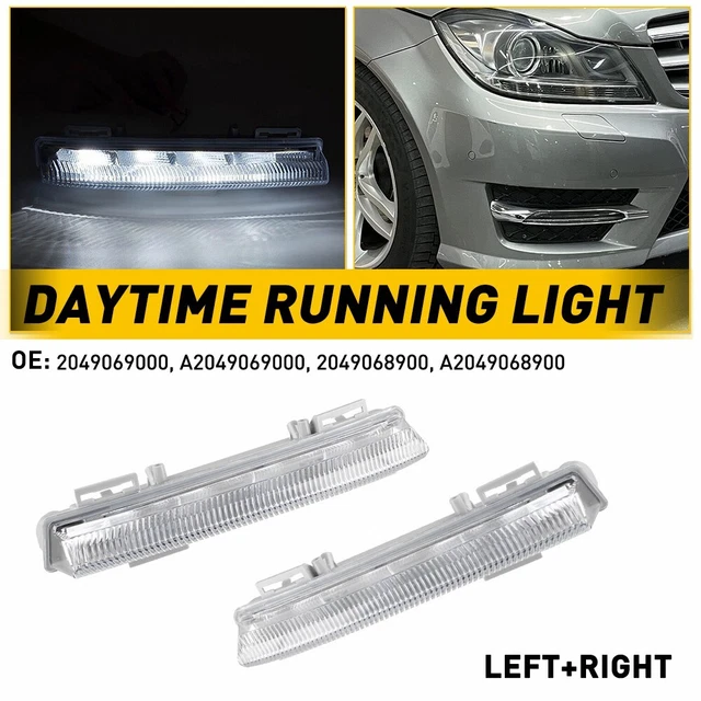 Pair LED Fog Daytime Running Light FIT Mercedes-Benz C-Class W204 S204 2007-2014