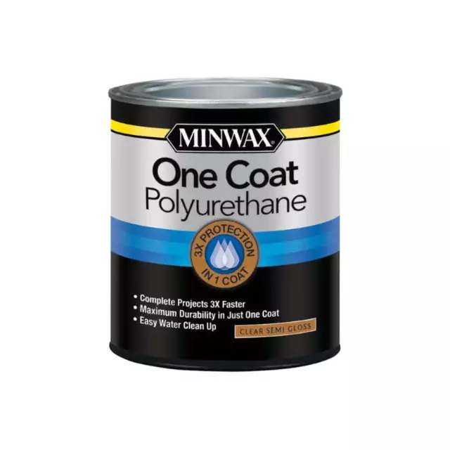 MINWAX ONE COAT Polyurethane, Semi-Gloss, Clear, 1 Quart $24.97 - PicClick