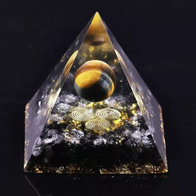 Orgone Pyramid Natural Tiger's Eye Crystal Sphere Obsidian Orgonite Pyramid