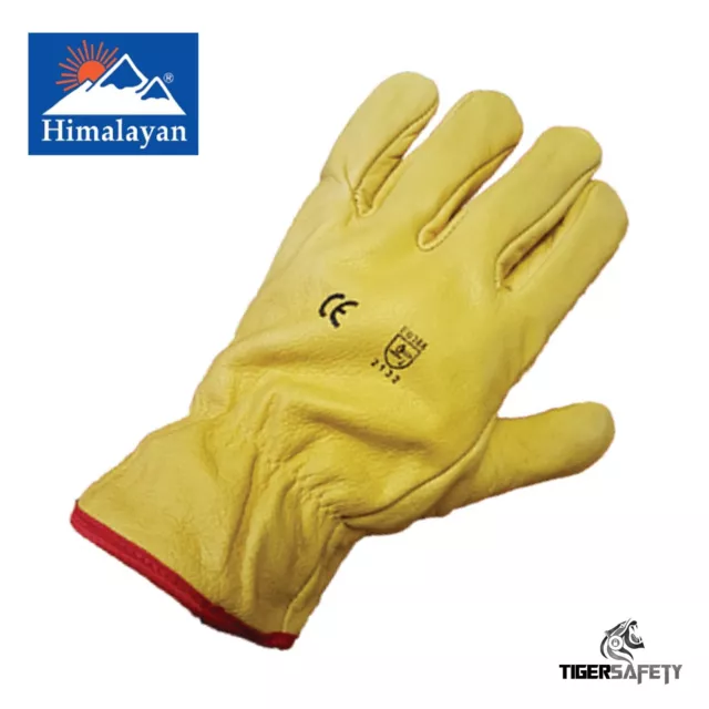 x2 Pairs Himalayan H310 Fleece Lined Leather Winter Thermal Cold Work Gloves PPE