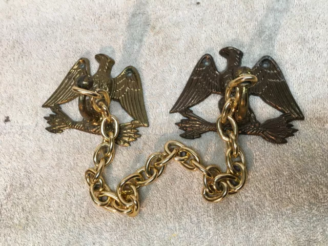 Vintage Brass Mid Century USA  American Eagle Hooks and towel bar chain