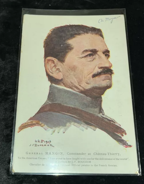 WWI Era General Mangin-French American Red Cross Antique Postcard Unused