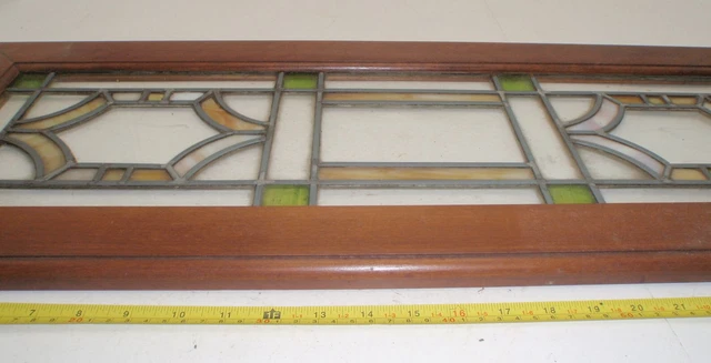 Stained Glass Wood Frame Window Hanging - Possibly Transom 5