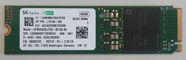 SSD NVMe M.2 256Go SK Hynix - Modèle HFM256GDJTNG-8310A - Format 2280 - Occasion Fonctionnel