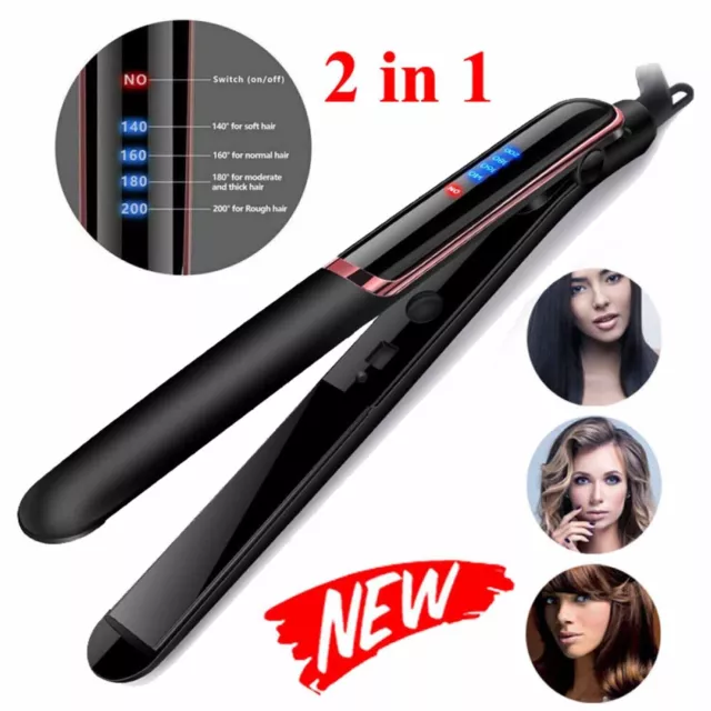 2 In1 Mini Keramik,Curl Straight Lockenstab Haarglätter Glätteisen,Lockenwickler