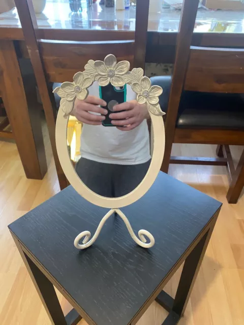 Vintage Oval Floral metal standing mirror