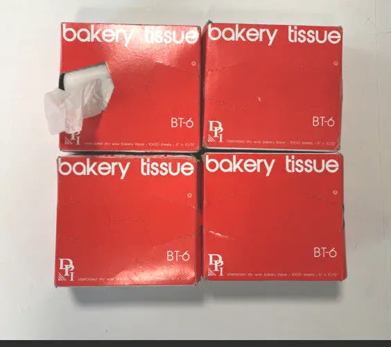 4 Boxes Bakery Tissue Paper BT-6, DPI Pop-Up, 6" x 10.75" (Packs of 1000) (ss47)