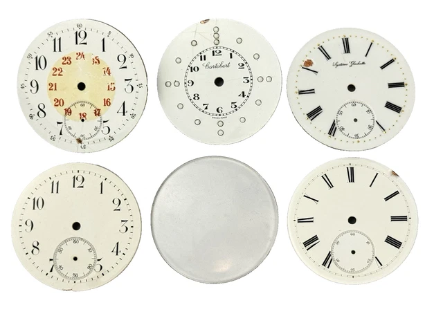 Lot De 20 Cadrans De Montre De Poche Émaillés - Chiffres Arabes & Romains - Occasion Décoration