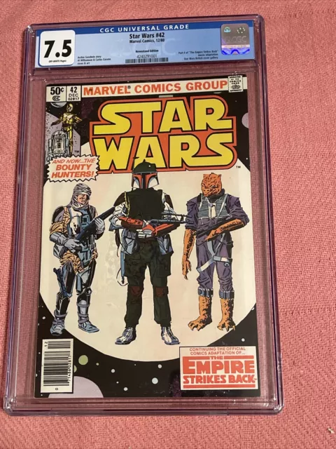 Star Wars #42 CGC 7.5, Newsstand Edition, 1st Comic Book App. Boba Fett, Marvel!
