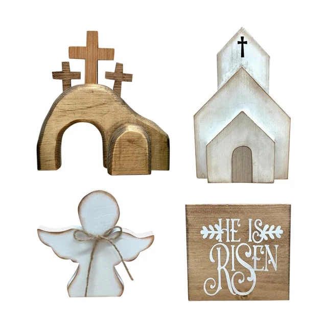 Easter Ornament Letter Board Decorative Wooden Easter Craft Desk Decorations 2